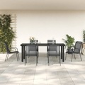 vidaXL, vidaXL 7-tlg. Garten-Essgruppe Schwarz Stahl und Textilene