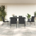 vidaXL, vidaXL 7-tlg. Garten-Essgruppe Schwarz Stahl und Textilene