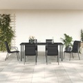 vidaXL, vidaXL 7-tlg. Garten-Essgruppe Schwarz Stahl und Textilene