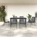 vidaXL, vidaXL 7-tlg. Garten-Essgruppe Schwarz Stahl und Textilene