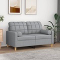 vidaXL, vidaXL 2-Sitzer-Sofa mit Zierkissen Hellgrau 120 cm Stoff