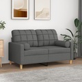 vidaXL, vidaXL 2-Sitzer-Sofa mit Zierkissen Dunkelgrau 120 cm Stoff