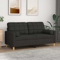 vidaXL, vidaXL 2-Sitzer-Sofa mit Zierkissen Schwarz 140 cm Stoff