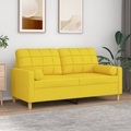 vidaXL, vidaXL 2-Sitzer-Sofa mit Zierkissen Hellgelb 140 cm Stoff