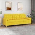 vidaXL, vidaXL 3-Sitzer-Sofa mit Zierkissen Hellgelb 180 cm Stoff