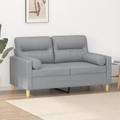 vidaXL, vidaXL 2-Sitzer-Sofa mit Zierkissen Hellgrau 120 cm Stoff