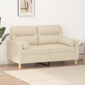 vidaXL, vidaXL 2-Sitzer-Sofa mit Zierkissen Creme 120 cm Stoff