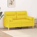 vidaXL, vidaXL 2-Sitzer-Sofa mit Zierkissen Hellgelb 120 cm Stoff