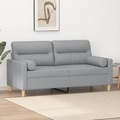 vidaXL, vidaXL 2-Sitzer-Sofa mit Zierkissen Hellgrau 140 cm Stoff