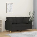 vidaXL, vidaXL 2-Sitzer-Sofa mit Zierkissen Schwarz 120 cm Stoff