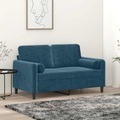 vidaXL, vidaXL 2-Sitzer-Sofa mit Zierkissen Blau 120 cm Samt