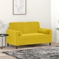 vidaXL, vidaXL 2-Sitzer-Sofa mit Zierkissen Gelb 120 cm Samt