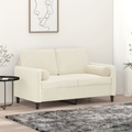 vidaXL, vidaXL 2-Sitzer-Sofa mit Zierkissen Creme 120 cm Samt