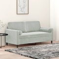 vidaXL, vidaXL 2-Sitzer-Sofa mit Zierkissen Hellgrau 140 cm Samt
