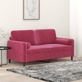 vidaXL, vidaXL 2-Sitzer-Sofa mit Zierkissen Weinrot 140 cm Samt