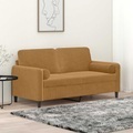 vidaXL, vidaXL 2-Sitzer-Sofa mit Zierkissen Braun 140 cm Samt