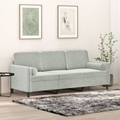vidaXL, vidaXL 3-Sitzer-Sofa mit Zierkissen Hellgrau 180 cm Samt