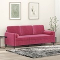 vidaXL, vidaXL 3-Sitzer-Sofa mit Zierkissen Weinrot 180 cm Samt