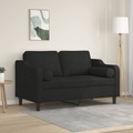 vidaXL, vidaXL 2-Sitzer-Sofa mit Zierkissen Schwarz 120 cm Stoff