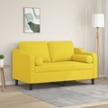 vidaXL, vidaXL 2-Sitzer-Sofa mit Zierkissen Hellgelb 120 cm Stoff