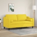 vidaXL, vidaXL 2-Sitzer-Sofa mit Zierkissen Hellgelb 140 cm Stoff