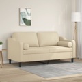 vidaXL, vidaXL 2-Sitzer-Sofa mit Zierkissen Creme 140 cm Stoff