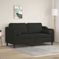 vidaXL, vidaXL 2-Sitzer-Sofa mit Zierkissen Schwarz 140 cm Stoff