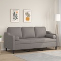 vidaXL, vidaXL 3-Sitzer-Sofa mit Zierkissen Taupe 180 cm Stoff