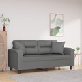 vidaXL, vidaXL 2-Sitzer-Sofa mit Kissen Dunkelgrau 140 cm Mikrofasergewebe