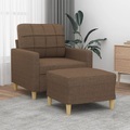 vidaXL, vidaXL Sessel mit Hocker Braun 60 cm Stoff