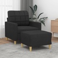 vidaXL, vidaXL Sessel mit Hocker Schwarz 60 cm Stoff