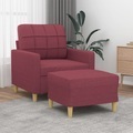 vidaXL, vidaXL Sessel mit Hocker Weinrot 60 cm Stoff