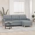 vidaXL, vidaXL 3-Sitzer-Sofa mit Hocker Hellgrau 180 cm Stoff