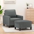 vidaXL, vidaXL Sessel mit Hocker Dunkelgrau 60 cm Stoff