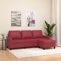 vidaXL, vidaXL 3-Sitzer-Sofa mit Hocker Weinrot 180 cm Kunstleder