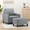 vidaXL, vidaXL Sessel mit Hocker Hellgrau 60 cm Stoff