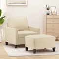 vidaXL, vidaXL Sessel mit Hocker Creme 60 cm Stoff
