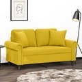 vidaXL, vidaXL 2-Sitzer-Sofa mit Zierkissen Gelb 120 cm Samt