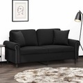 vidaXL, vidaXL 2-Sitzer-Sofa mit Zierkissen Schwarz 140 cm Samt