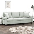 vidaXL, vidaXL 3-Sitzer-Sofa mit Zierkissen Hellgrau 180 cm Samt