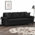 vidaXL, vidaXL 3-Sitzer-Sofa mit Zierkissen Schwarz 180 cm Samt