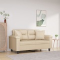vidaXL, vidaXL 2-Sitzer-Sofa mit Kissen Creme 120 cm Mikrofasergewebe