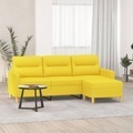 vidaXL, vidaXL 3-Sitzer-Sofa mit Hocker Hellgelb 180 cm Stoff