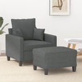 vidaXL, vidaXL Sessel mit Hocker Dunkelgrau 60 cm Stoff