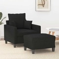 vidaXL, vidaXL Sessel mit Hocker Schwarz 60 cm Stoff