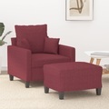 vidaXL, vidaXL Sessel mit Hocker Weinrot 60 cm Stoff