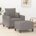 vidaXL, vidaXL Sessel mit Hocker Taupe 60 cm Stoff