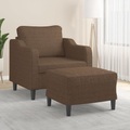 vidaXL, vidaXL Sessel mit Hocker Braun 60 cm Stoff