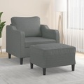 vidaXL, vidaXL Sessel mit Hocker Dunkelgrau 60 cm Stoff