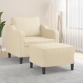 vidaXL, vidaXL Sessel mit Hocker Creme 60 cm Stoff